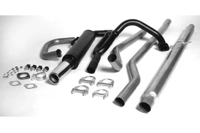 Simons Aluminisierte Sportauspuffanlage 70 mm Rund für SAAB 96 V4 Limousine