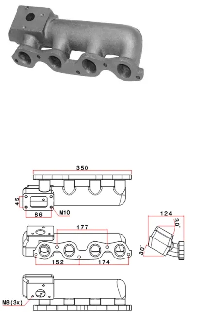 Turbokrümmer Lancia/Fiat Delta Integrale 2.0 8v Turbo Krümmer T3 aus Guss