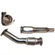 Hosenrohr Downpipe für Golf 4, Audi A3, Seat Leon 1.8T ø 76mm mit 100 Zellen Rennkat, Flexrohr Interlock - Edelstahl