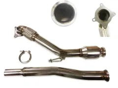 Downpipe TFSI für Golf 5 GTI, Golf 6 GTI, Seat Leon 1P, Audi A3, Audi TT 2.0 TFSI mit 100 Zellen Sportkat in ø 76mm aus Edelstahl 60mm